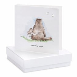 Boxed Earring Card Bear & Girl