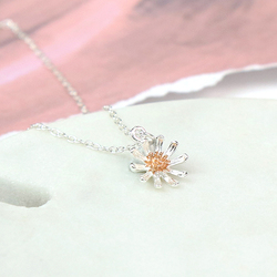 Sterling Silver 2 Tone Flower Necklace