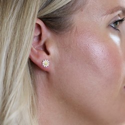 Sterling Silver Daisy Stud Earring With Gold Centres