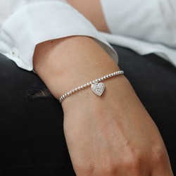 Silver Plated Bracelet With Crystal Insert Heart