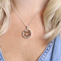 Circle Necklace With Enclosed Rose Gold Hearts & Crystals