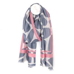 Grey & Pink Graphic Print Scarf