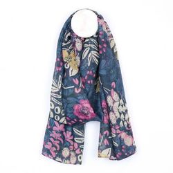 Recycled Blue Mix Floral Garden Print Scarf