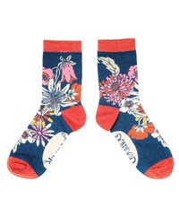 Powder Ladies Ankle Socks - Retro Meadow - Teal