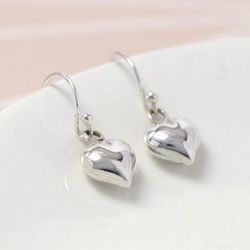 Medium Heart Sterling Silver Earrings