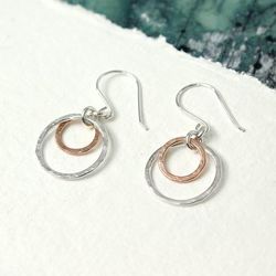 Silver/Rose Gold Double Hoop Earrings