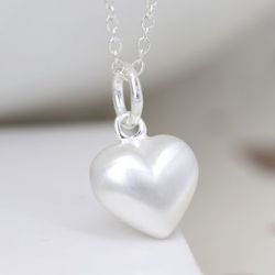 Smooth Silver Heart Pendant Necklace