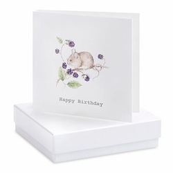 Boxed Earring Card Field Mouse "Happy Birthday"