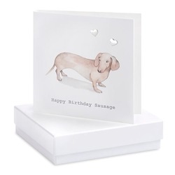 Boxed Earring Card Sausage Dog "Happy Birthday, Sausage"