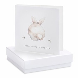 Boxed Earring Card Bunny "Some bunny loves you"