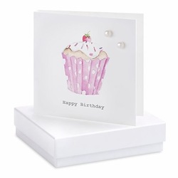 Boxed Earring Card Cupcake "Happy Birthday"