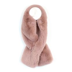 Dusky Pink Supersoft Faux Fur Short Pull Through Scarf