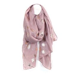 Mauve Scarf With Gold Scattered Dandelion Print