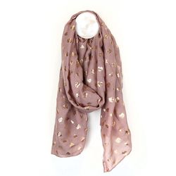 Mauve Scarf With Metallic Scribble Heart Print