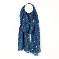 Recycled Blue Mix Multi Heart Print Scarf
