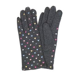 Grey & Pastel Heart Print Gloves