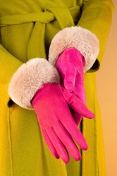 Bettina Gloves - Faux Fur Gloves - Fuchsia/Blush