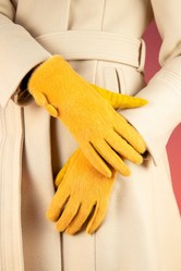 Grace Gloves - Faux Fur Gloves - Mustard