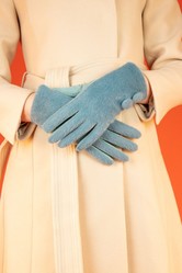 Grace Gloves - Faux Fur Gloves - Denim Blue