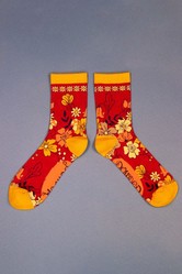Powder Floral Ankle Socks - Fuchsia