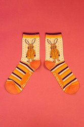 Powder Puffa Jacket Bunny Ankle Socks - Cream