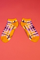 Powder Purple Check Trainer Socks