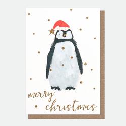 Painted Penguin Small Christmas Card Pack of 10