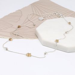 Silver & Gold Plated Star Necklace With Fine Chain