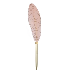Feather Faux Quill Ballpoint Pen - Rose/Circles