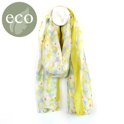 Pastel Yellow Mix Painterly Flower Print - Recycled Polyester Scarf