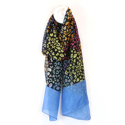 Multicolour Silk Scarf With Multi Leopard Print