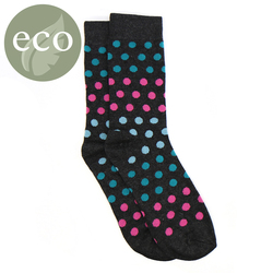 Men's Bamboo Grey/Blue/Pink Spotted Single Pair Socks