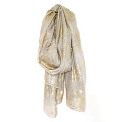 Neutral Scarf With Gold Cow Parsley Print