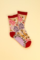 Powder Floral Stencil Ankle Socks