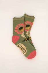 Powder Vintage Flora Ankle Socks - Sage