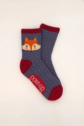 Powder Cheeky Fox Face Ankle Socks - Denim