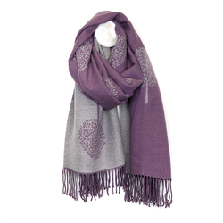 Lilac/Grey Marl Reversible Mulberry Tree Scarf With Fringe