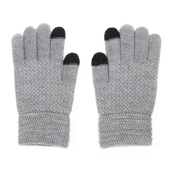 Grey Acrylic Men's Glove With Touch Screen Fingers
