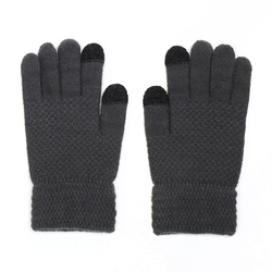 Dark Grey Acrylic Men's Glove With Touch Screen Fingers