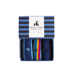 Blue Stripe Bamboo Sock Box - 3 Pack