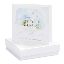 Boxed Christmas House Earring Card