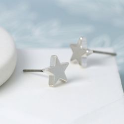 Small Silver Plated Star Stud Earrings