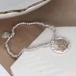 Silver Plated Bracelet with Hoop & Crystal Star