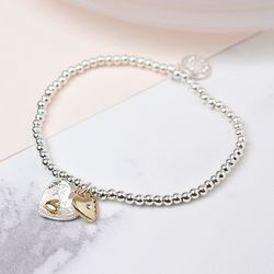 Silver & Gold Plated Double Heart Bracelet