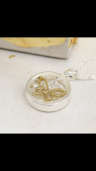 Road Glass Fronted Pendant with Crystals & Gold Inner Butterfly