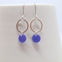 Circle Droplet Earrings - Hand Painted Paper in Lacquer - Lilac