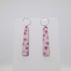 Long Drop Earrings - Hand Painted Paper in Lacquer - Lilac