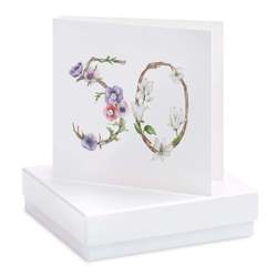 Boxed Floral 50th Jewellery Card