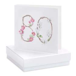 Boxed Floral 80th Jewellery Card