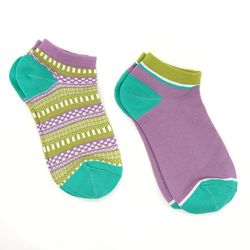 Organic Cotton & Recycled Yarn Sage/Lilac Aztec Sock Duo